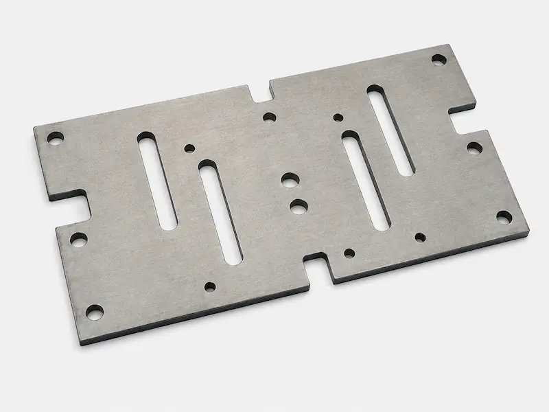 Sheet steel mounting plate after laser cutting
